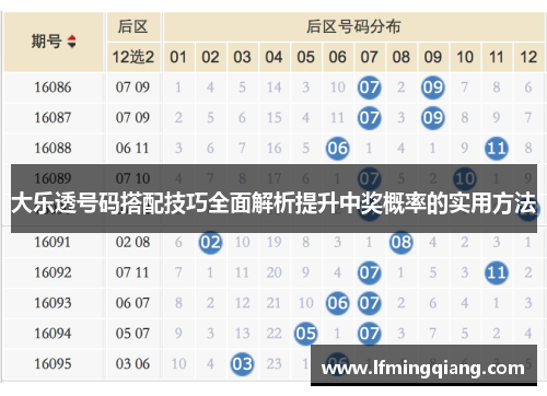大乐透号码搭配技巧全面解析提升中奖概率的实用方法
